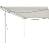vidaXL ročno zložljiva tenda s stebrički 5x3 m krem | Shoptok.si