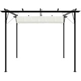  Pergola s pomičnim krovom krem bijela 3 x 3 m čelična | shoptok.hr