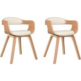 The Living Store Jedilni stol 2 kosa krem ukrivljen les in umetno usnje - Jedilni Stol, (21420210) | Shoptok.si