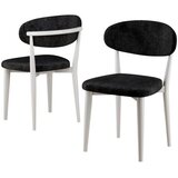 Hanah home set trpezarijskih stolica Onex 6 kom, crna bukle tkanina, bele drvene noge | Eponuda.com
