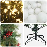  Umjetno božićno drvce s kuglicom 150 cm 150 LED lampica - 150 cm s LED žaruljama i bijelim kuglicama | shoptok.hr