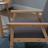  Fotelja u skandinavskom stilu ukrasna stolica puno drvo izgled lana 64 cm x 70 cm x 72 cm siva + prirodna | shoptok.hr
