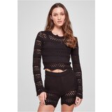 UC Ladies Ladies Cropped Crochet Knit Sweater black | Shoptok.si