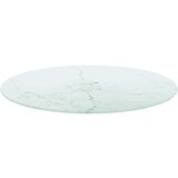 vidaXL Stolna ploča bijela Ø 70 x 0,8 cm staklo s mramornim uzorkom | shoptok.hr