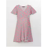 LC Waikiki Double Breasted Collar Short Sleeve Maternity Dress with Flowers