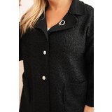 Kesi Włoski Plus Size women's coat shearling with wool and pockets black | Shoptok.si