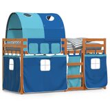 vidaXL Krevet na kat sa zavjesama plavi 90 x 200 cm od borovine | shoptok.hr