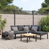 vidaXL Vrtna sedežna garnitura 5-delna z blazinami črn aluminij | Shoptok.si
