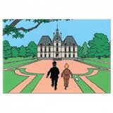 Moulinsart magnet - tintin, snowy and haddock, castle Cene