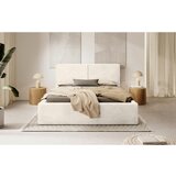 MID.YOU OBLAZINJENA POSTELJA 140 cm x 200 cm , les, tekstil, leseni material krem barve | Shoptok.si