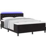 vidaXL Box Spring Krevet s Madracem i LED-om Crni 140x200 cm Baršun | shoptok.hr