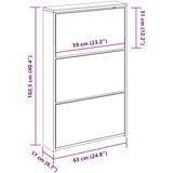Ormarić za cipele s ogledalom, 3-slojni, visoki sjaj, bijeli, 63x17x102,5 cm | shoptok.hr
