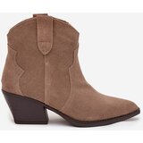 Boto Slip-on Women's Cowboy Boots Made of Natural Suede Beige Beretta | shoptok.hr