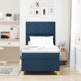 Box Postelja z vzmetnico z vzmetnico Modra 90 x 200 cm blago, (5000125905) | Shoptok.si