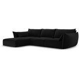 Mazzini Sofas Črna žametna kotna sedežna garnitura z ležalnikom (levi kot) Vanda – | Shoptok.si
