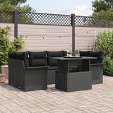 vidaXL 7-dijelni set vrtnih sofa s jastučićima crni poli ratan Cijene