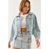 Bianco Lucci women's tassel detail crop denim jacket 2209