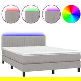  Box spring postelja z vzmetnico LED svetlo siva 140x190cm blago, (20899613) | Shoptok.si