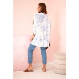 Kesi Włoski Women's V-neck shirt with a floral pattern blue | Shoptok.si