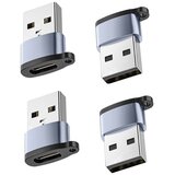INF USB-C ženski v USB 2.0 moški adapter, 4 kosa, aluminij in TPE Gray, (5000276867) | Shoptok.si