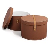 Bigso Rjave kartonaste škatle za shranjevanje v kompletu 2 ks s pokrovom/dekorativne ø 37,5x25 cm Rut Restore Paper Laminate – | Shoptok.si