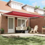 vidaXL Avtomatska retraktibilna tenda Rdeča 450x300 cm, Zamenjava tkanine tende za okvir 4.5x3 m Rdeča | Shoptok.si