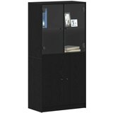 vidaXL Visoka omara z vrati Črna hrast 68x37x142 cm Inženirski les | Shoptok.si