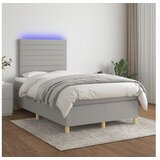  Box spring postelja z vzmetnico LED sv. siva 120x200 cm blago | Shoptok.si