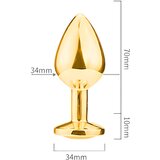 Sunfo - kovinski analni dildo s kamnom (zlato rdeč) | Shoptok.si