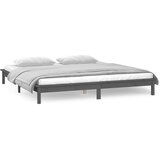  LED okvir za krevet sivi 140 x 190 cm od masivnog drva | Eponuda.ba