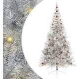 vidaXL Umjetna preddekorirana božićna jelka srebrna 240 cm PET, (5000072683) | Shoptok.si