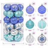  Set božićnih kuglica 30 kom. Srebrna, plava i tirkizna &amp;Oslash; 6 cm Slike