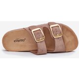 Boto Women's Slippers Made Of Eco Suede Golden Buckles Dark Beige Vorella | Shoptok.si