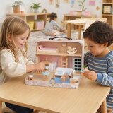 Ginger Home dečija drvena kućica sa koferom, prenosiva mini kuc?ica za lutke sa nameštajem i dodacima, roze ( W06A651 ) | Eponuda.com