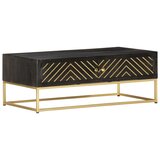 Furnova Klubska mizica črna in zlata 90x50x35 cm trden mangov les, (21913870) | Shoptok.si