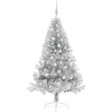 vidaXL Umjetna preddekorirana božićna jelka srebrna 180 cm PET | Shoptok.si