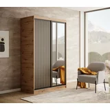 ADRK Furniture Garderobna omara z drsnimi vrati Delia 120 cm - artisan/črna