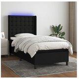  Box spring postelja z vzmetnico LED črna 100x200 cm blago | Shoptok.si