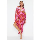 Trendyol Abstract Patterned Wide Fit Maxi Woven Gathered Beach Dress Cene