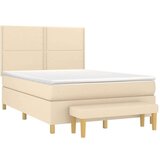 vidaXL Krevet s oprugama i madracem krem 140x200 cm od tkanine | shoptok.hr