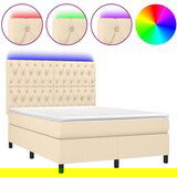  The Living Store Box spring postelja z vzmetnico LED krem 140x190 cm blago - Box Spring Postelja, (21448649) | Shoptok.si