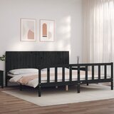 vidaXL Posteljni okvir z vzglavjem črn 200x200 cm trden les Cene