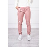 Kesi Dvoslojne pantalone sa velurom tamno roze bijele boje pink cene