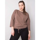 Fashion Hunters Sandy plus size cotton coffee blouse | shoptok.hr