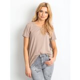 Fashion Hunters Dark beige women´s cotton t-shirt Cene