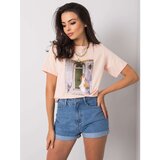 Fashion Hunters T-shirt with salmon and color print Cene