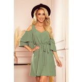 Numoco 292-6 MARINA airy dress with a neckline - OLIVE color | shoptok.hr