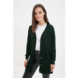 Trendyol Dark Green V-Neck Buttoned Pocket Detailed Long Knitwear Cardigan Cijene