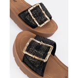 SEASTAR Black flip-flops decorated with a gold buckle | Shoptok.si