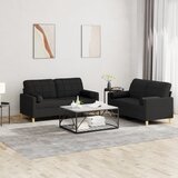  2-dijelni set sofa s jastucima crni od tkanine Cijene